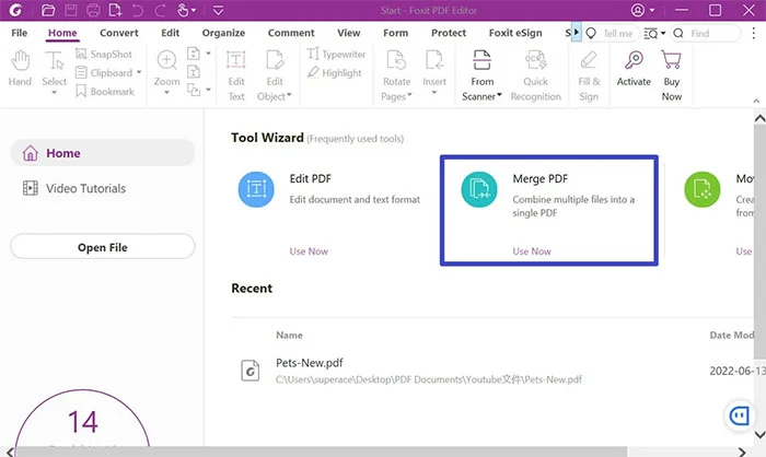Как объединить файлы PDF с помощью Foxit PDF Reader 1