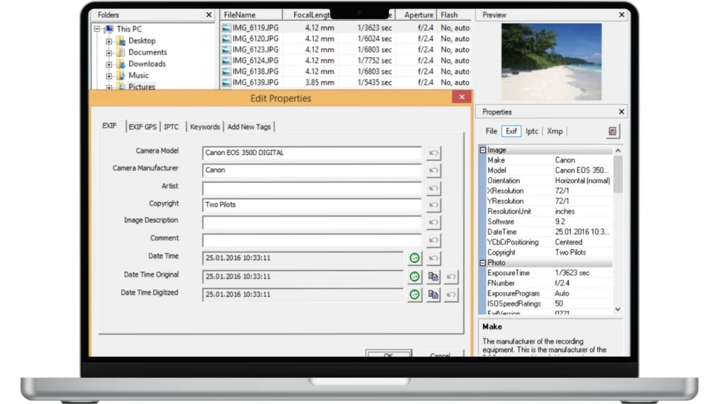 Скриншот Exif Pilot 2