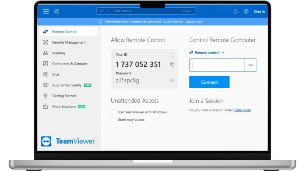 Скриншот TeamViewer 1 1