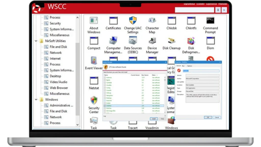Скриншот WSCC Windows System Control Center 1