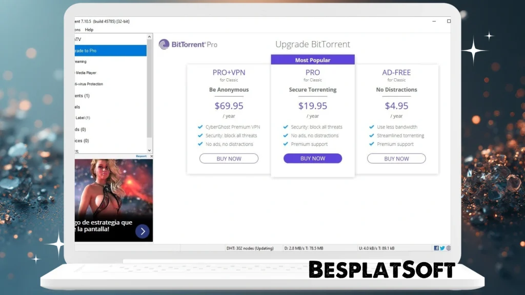 Скриншот BitTorrent Pro 3 Скриншот BitTorrent Pro 3