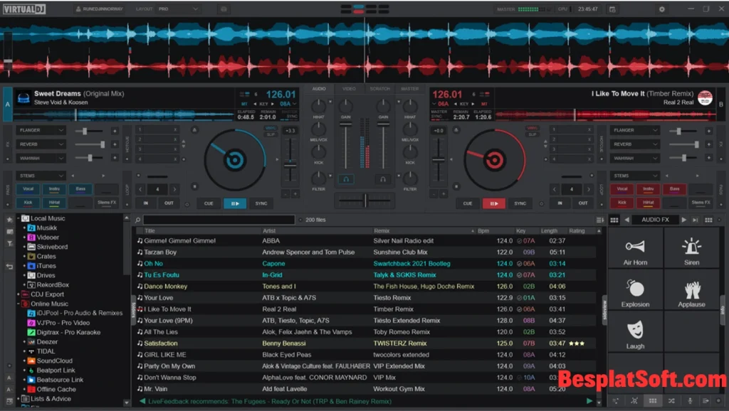 Снимок экрана Atomix VirtualDJ