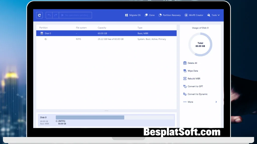 Снимок экрана EaseUS Partition Master 3 Снимок экрана EaseUS Partition Master 3
