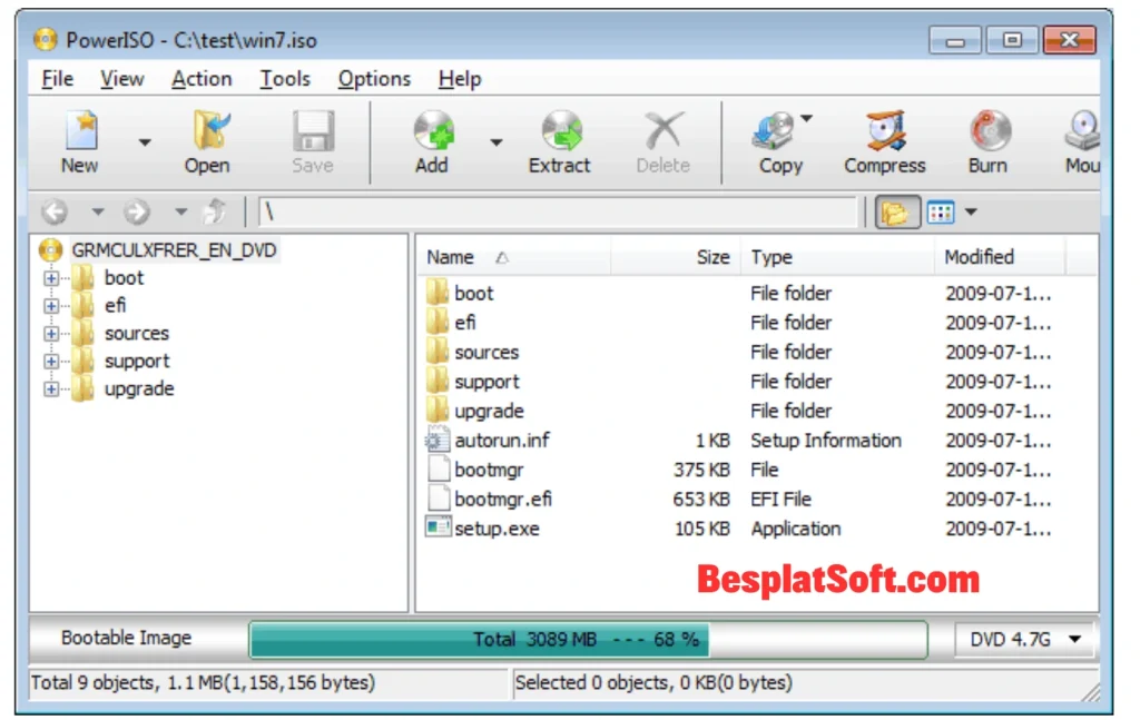 Снимок экрана PowerISO 2