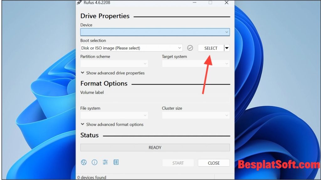 Снимок экрана Rufus