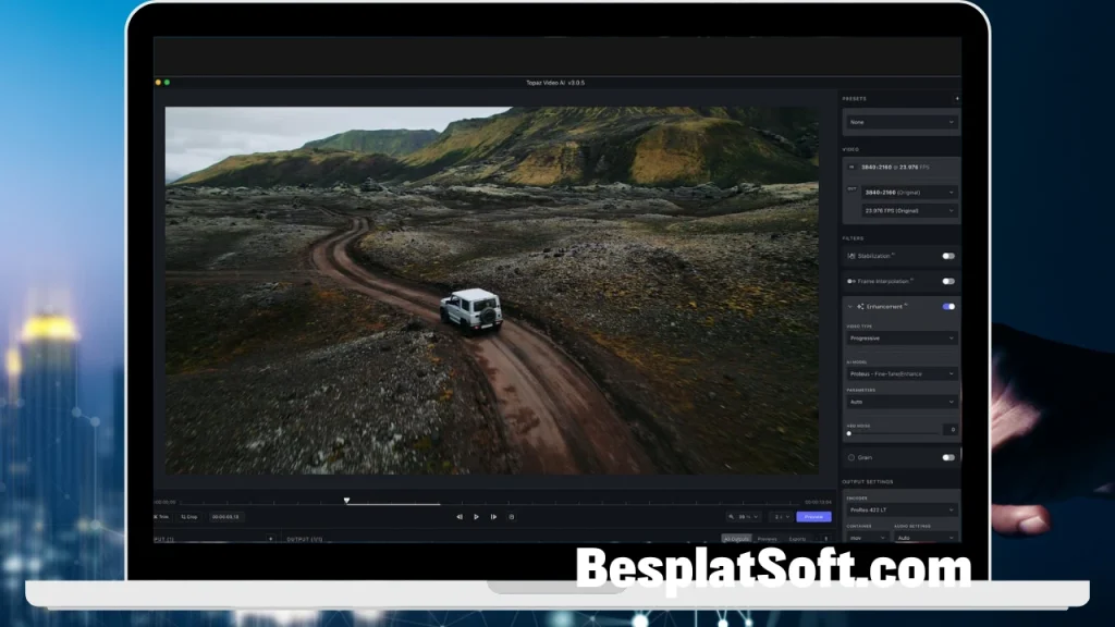 Снимок экрана Topaz Video AI Pro 3