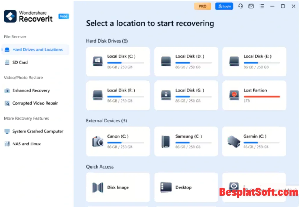 Снимок экрана Wondershare Recoverit