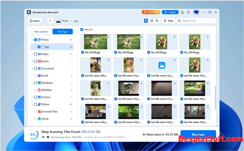 Снимок экрана Wondershare Recoverit 2