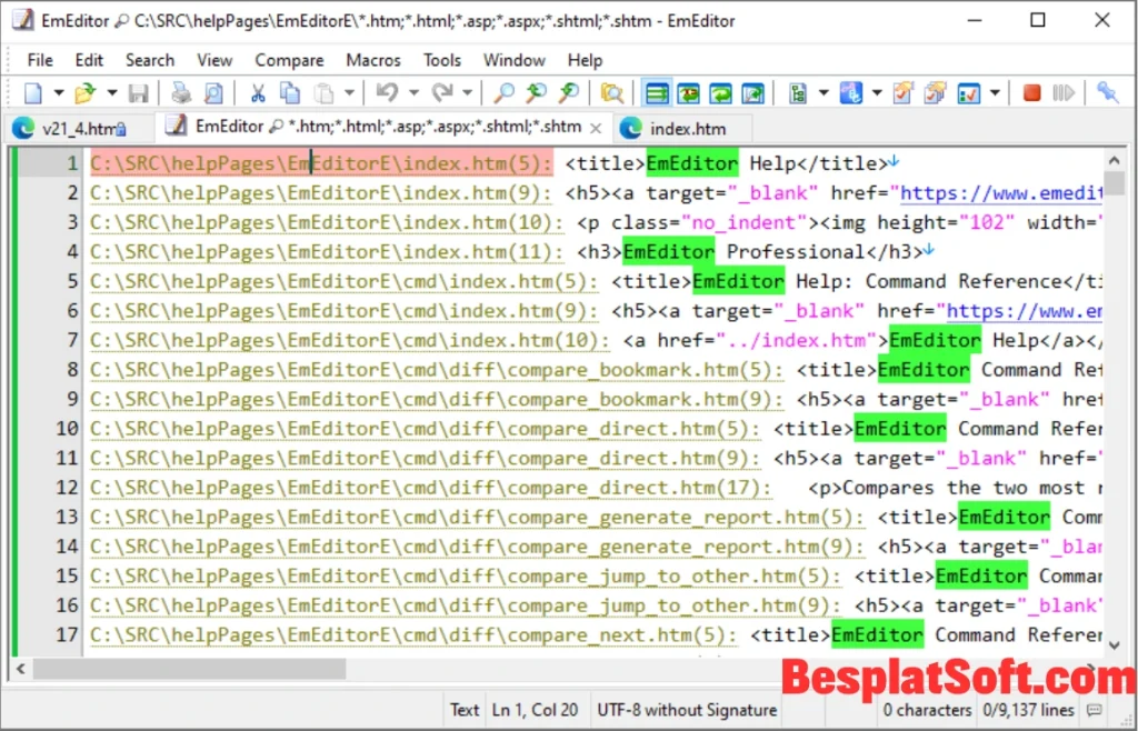 Скриншоты Emurasoft EmEditor